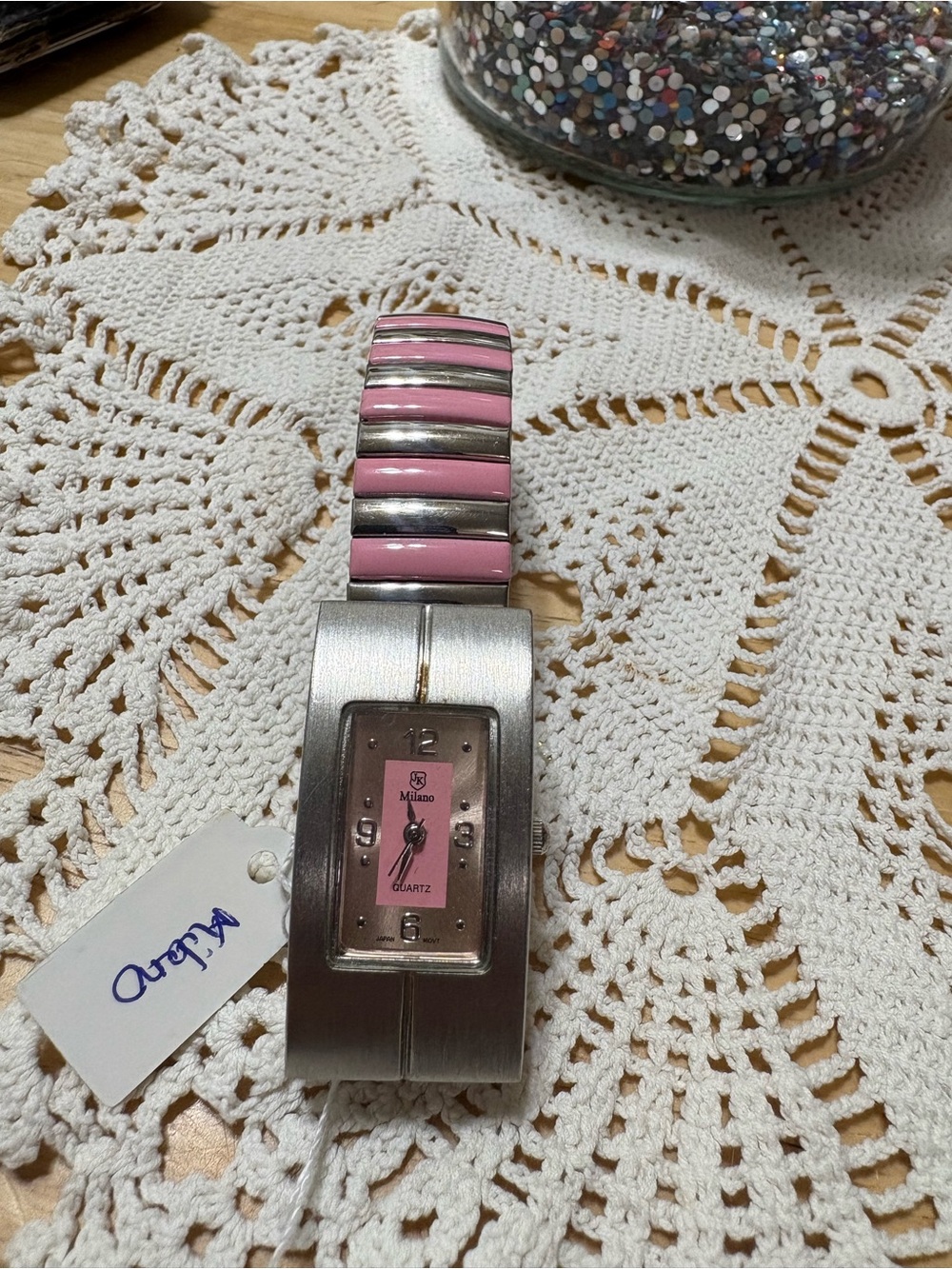Milano Pink Dial & Expansion Band Stainless Steel Quartz Watch